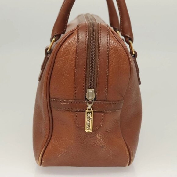 Burberrys Hand Bag Leather Brown Gold Auth ep9811 - Picture 5 of 15